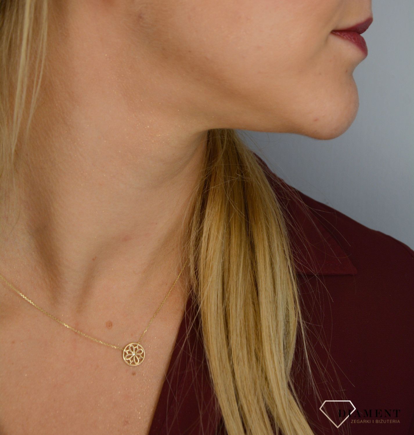 Złoty naszyjnik 'ażurowe kółko z brylantem' 0660073516v.jpg